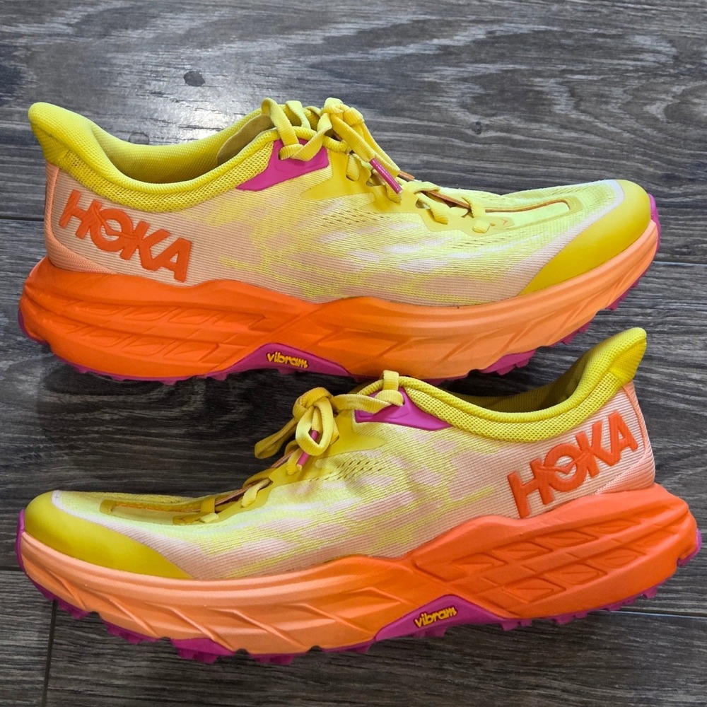HOKA Speedgoat 5 Womens 8B Peach Parfait Orange Trail Running Shoes Vibram - Picture 2 of 11
